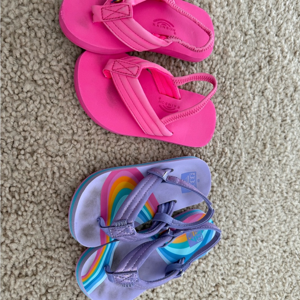 Reef and Rainbow Girl Flip Flops - Excellent Condition